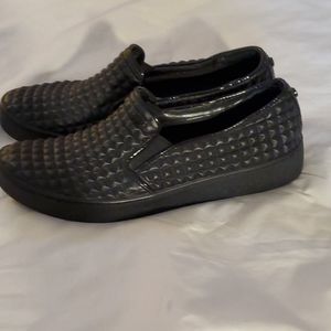 Michael Kors Black Leather Slip on sneakers sz 9